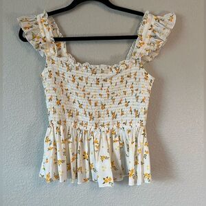 Celina moon flirty floral tank western Spring country butter yellow Rodeo M